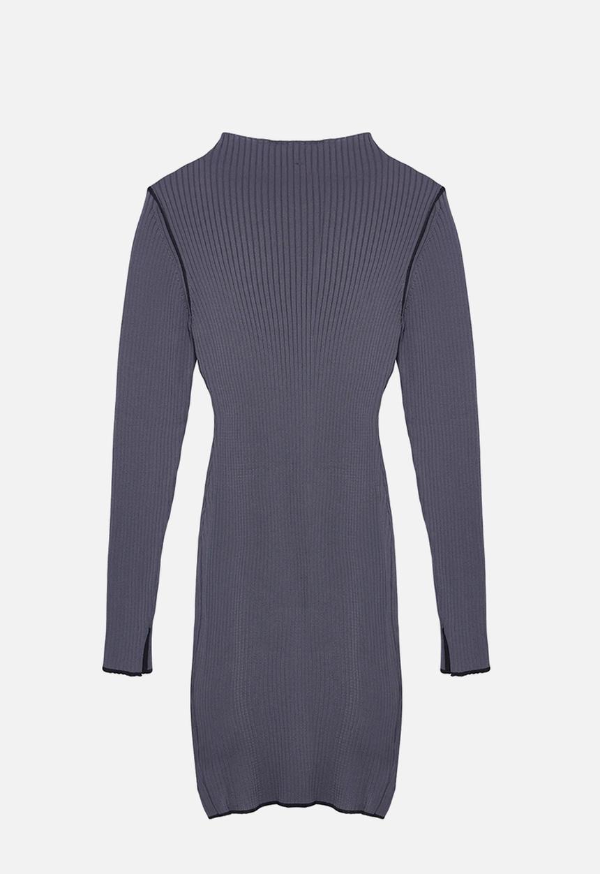 Trendyol - Mini Knitwear Contrast Color Dress - Grey