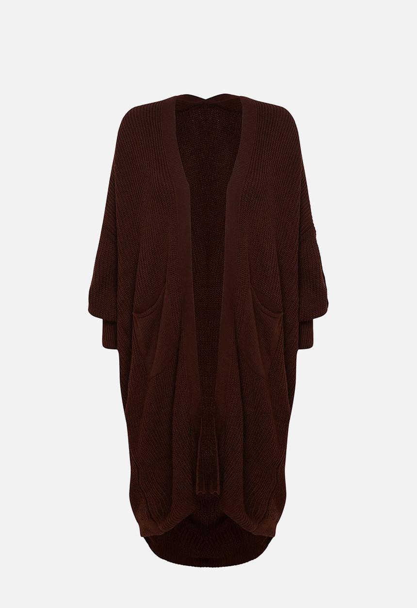 Trendyol - Brown Maxi Basic Knitwear Cardigan