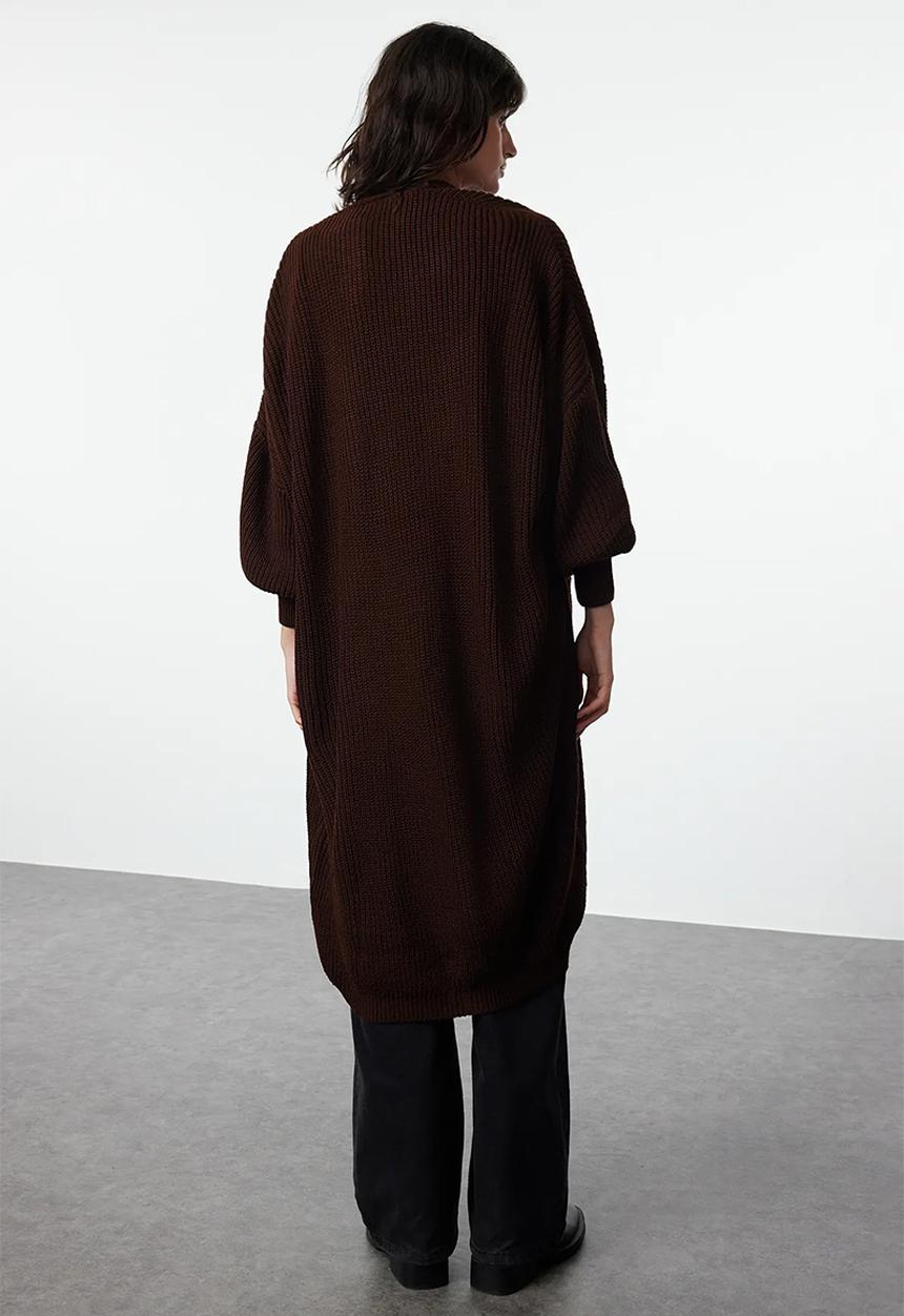 Trendyol - Brown Maxi Basic Knitwear Cardigan