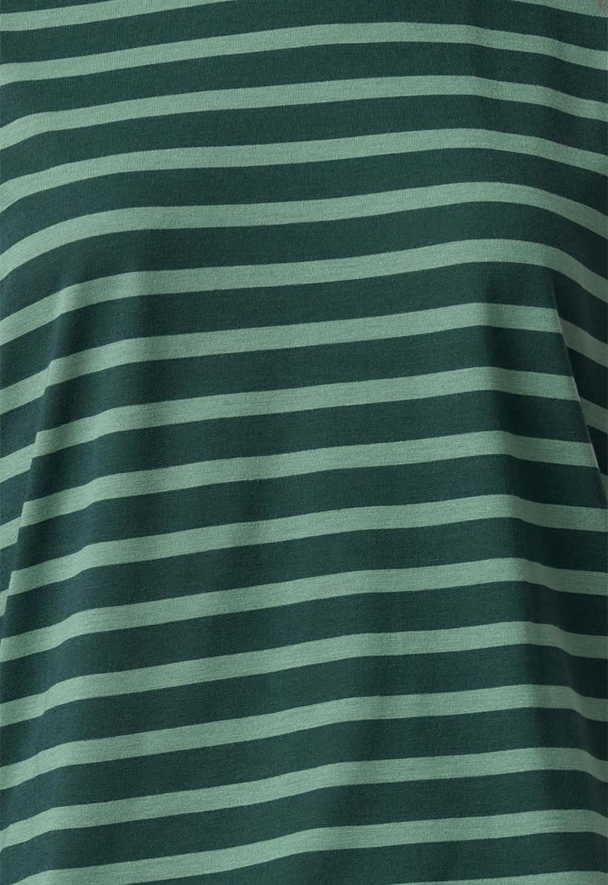 Trendyol - Striped Crew Neck Knitted T-Shirt - Petrol Mint