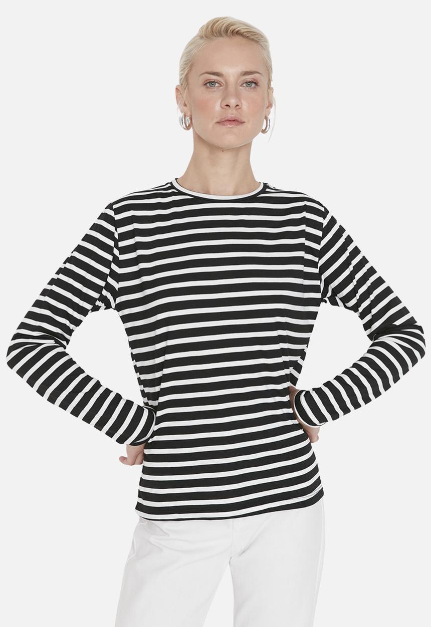Trendyol - Striped crew neck Knitted t-shirt - black 