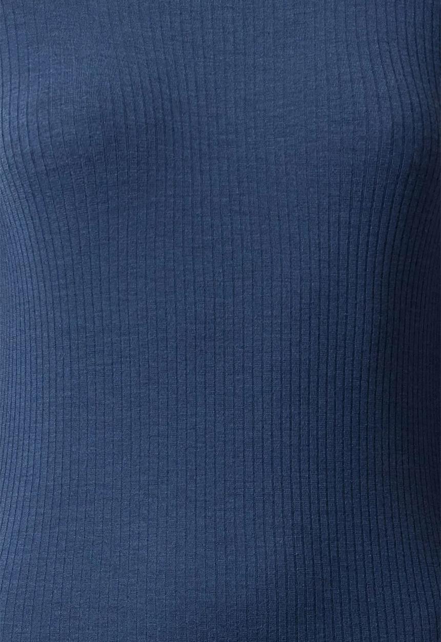 Trendyol - Ribbed Deep Slit Detailed Fitted Midi Stretchy Knitted Dress - Indigo