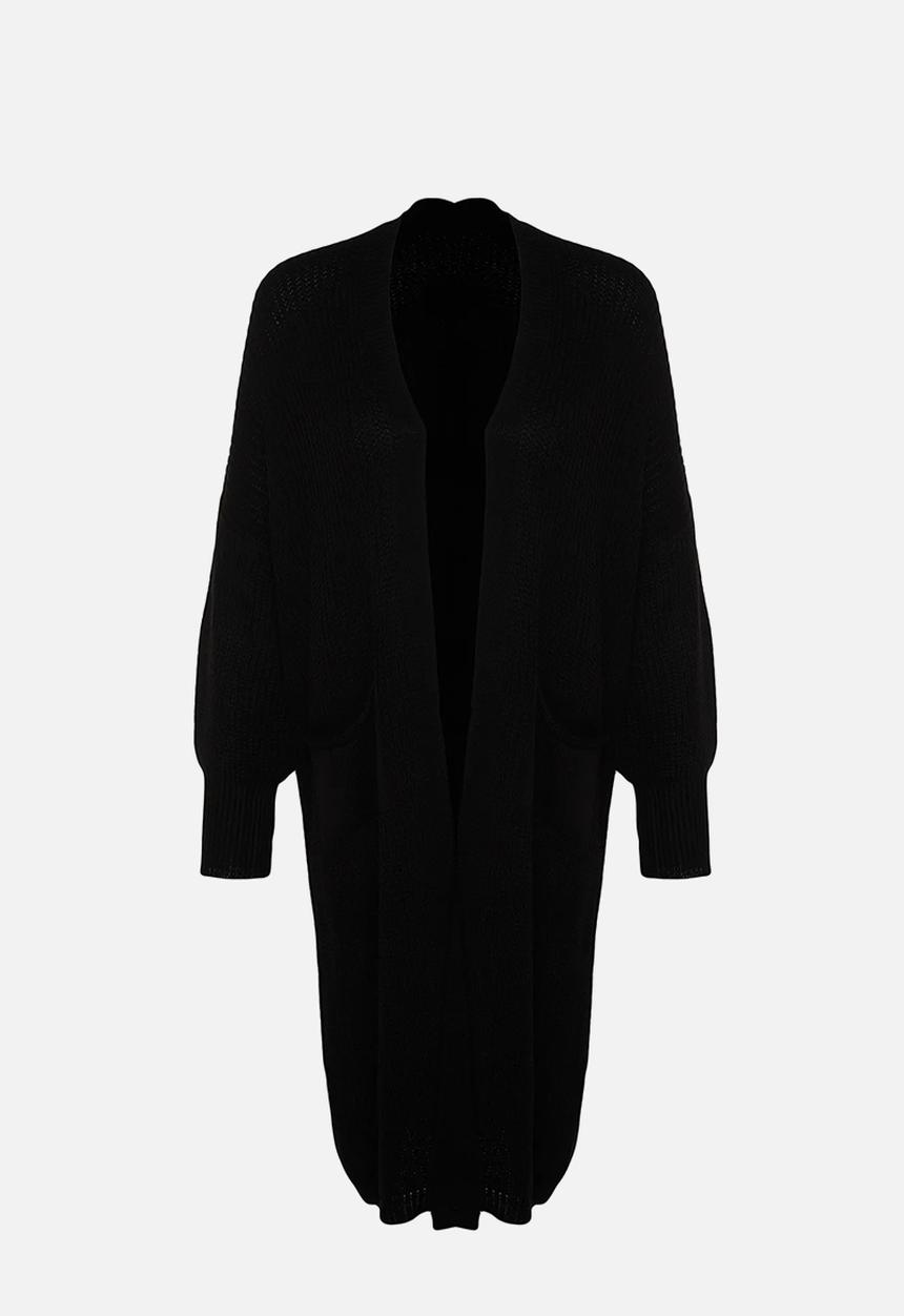 Trendyol - Black maxi basic knitwear cardigan