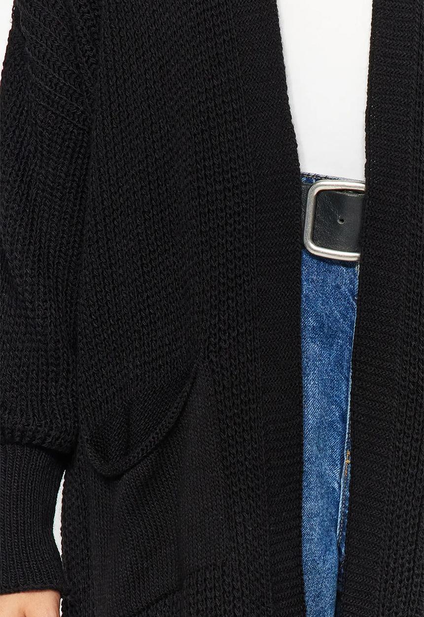 Trendyol - Black maxi basic knitwear cardigan