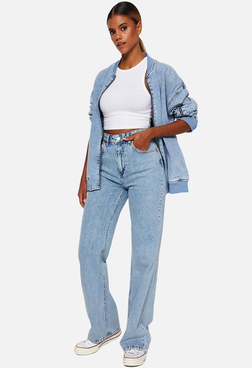 Trendyol - Blue High Waist Wide Leg Jeans