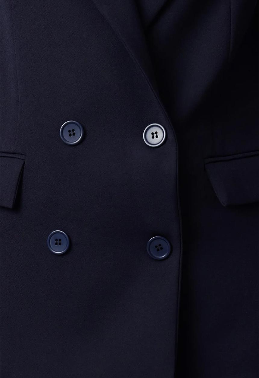 Trendyol - Dark Navy Blue Lined Double Breasted Woven Blazer Jacket
