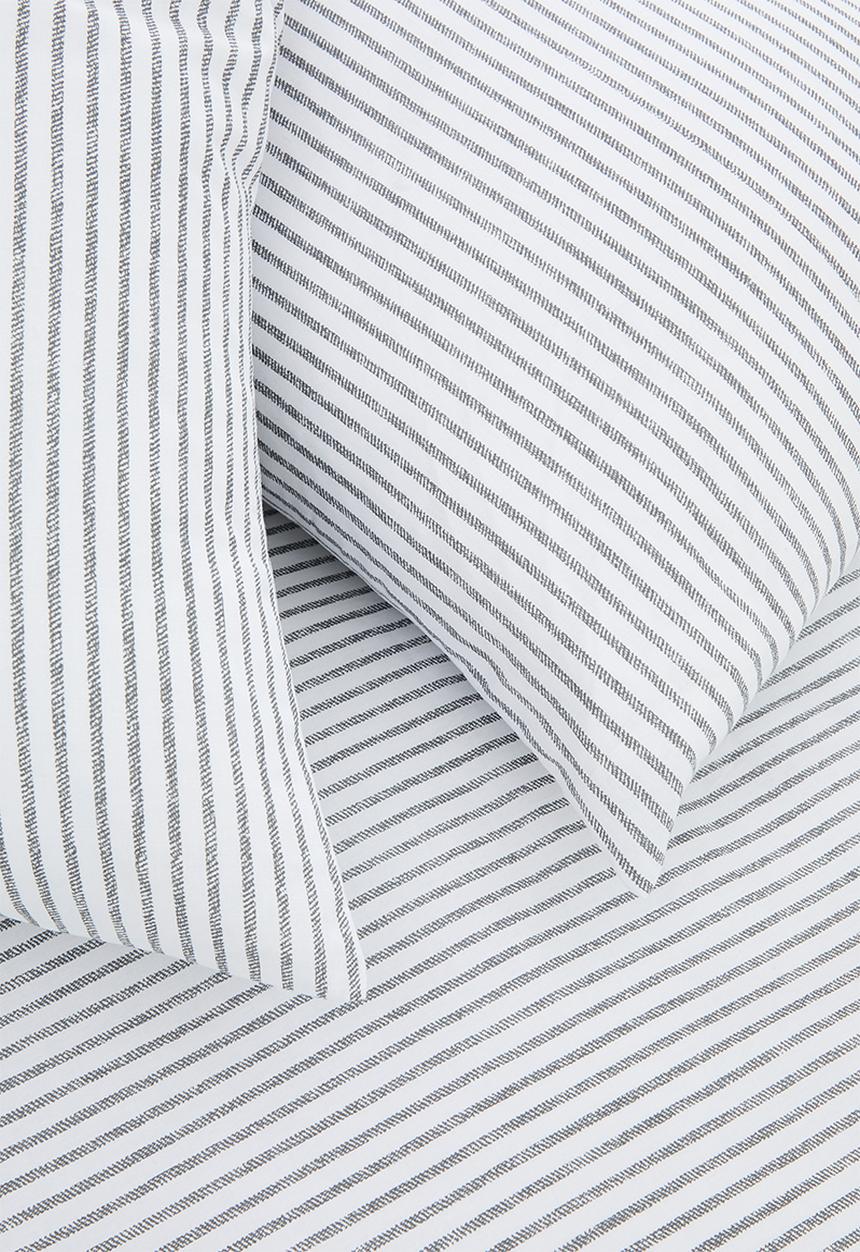 Sixth Floor - Contemporary Stripe Cotton Blend Bedding Set - Grey