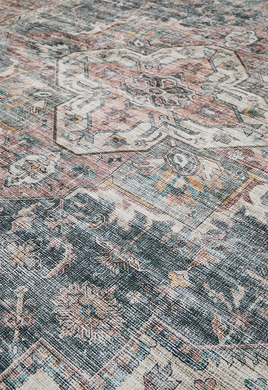 Sixth Floor - Ezra printed rug - Antique Grey & Pink
