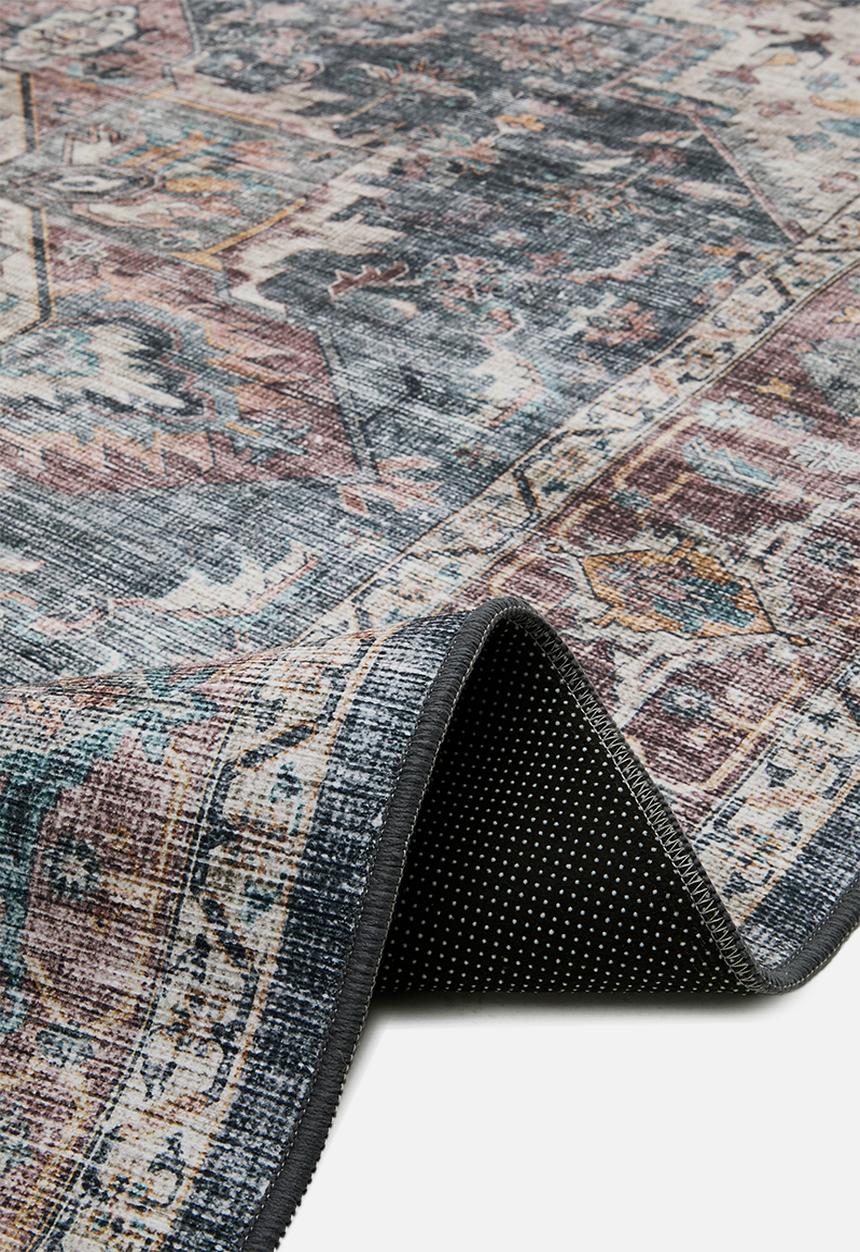 Sixth Floor - Ezra printed rug - Antique Grey & Pink