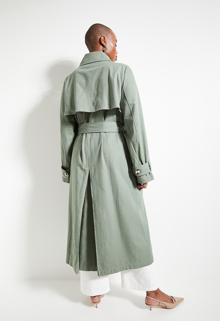 edit - Linen blend trench coat - lt sage