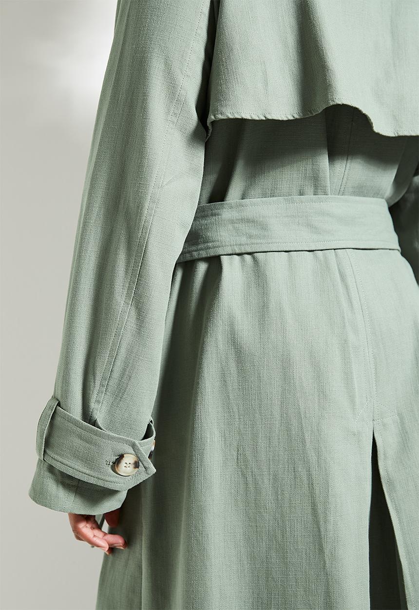 edit - Linen blend trench coat - lt sage