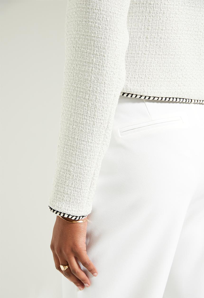 edit - Co-ord tweed blaket stitch jacket - milk tweed