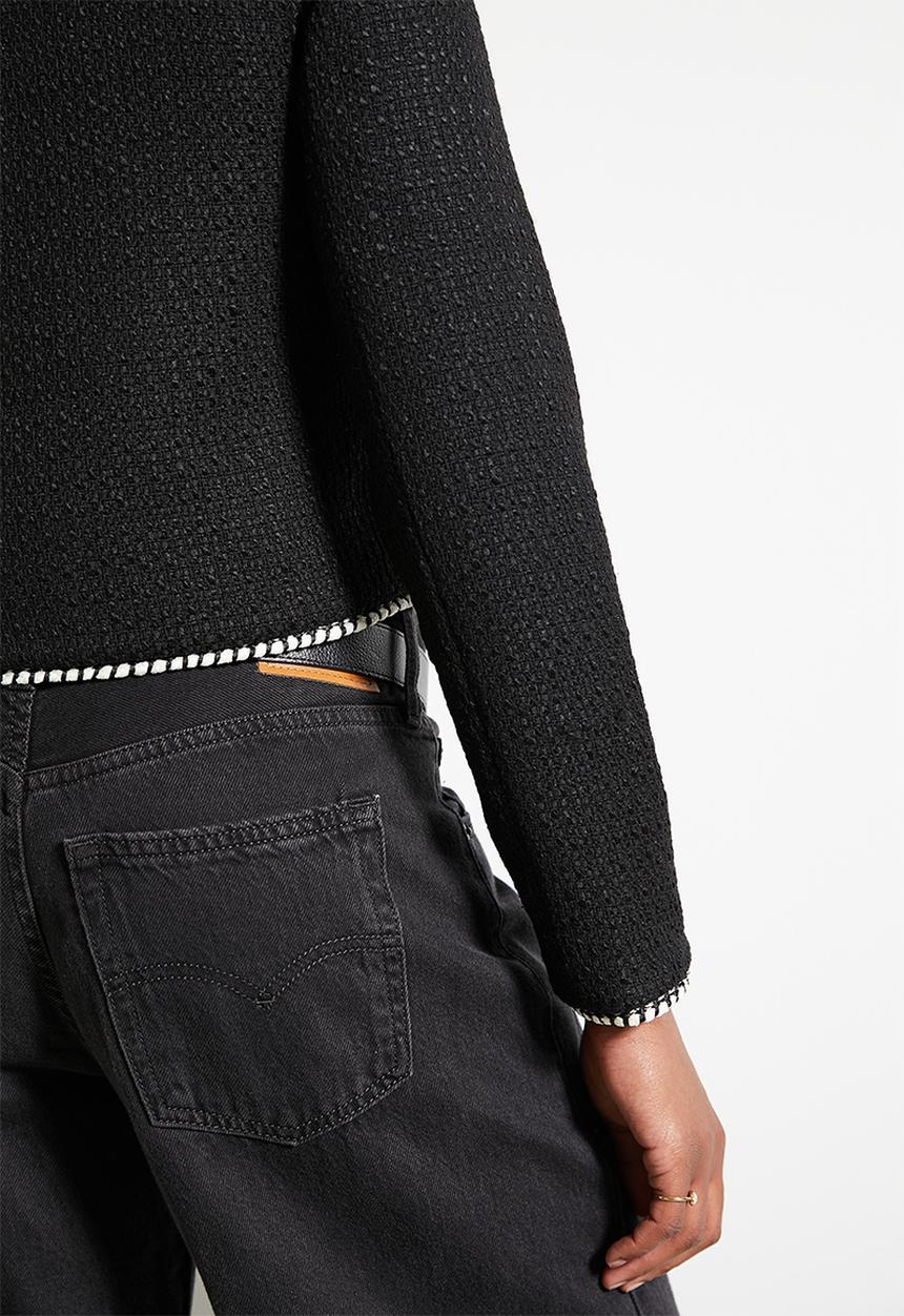 edit - Co-ord tweed blaket stitch jacket - black tweed
