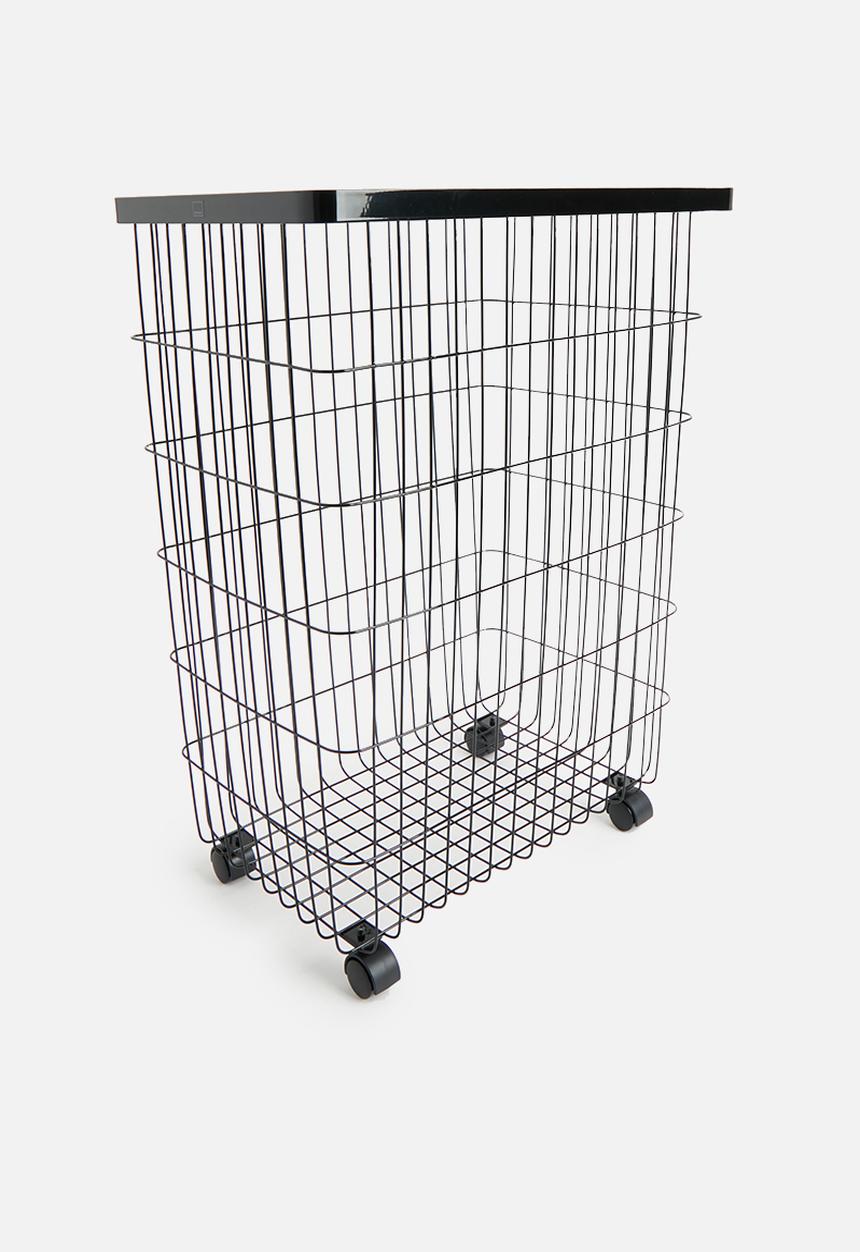 Yamazaki - Laundry basket on wheels - Black
