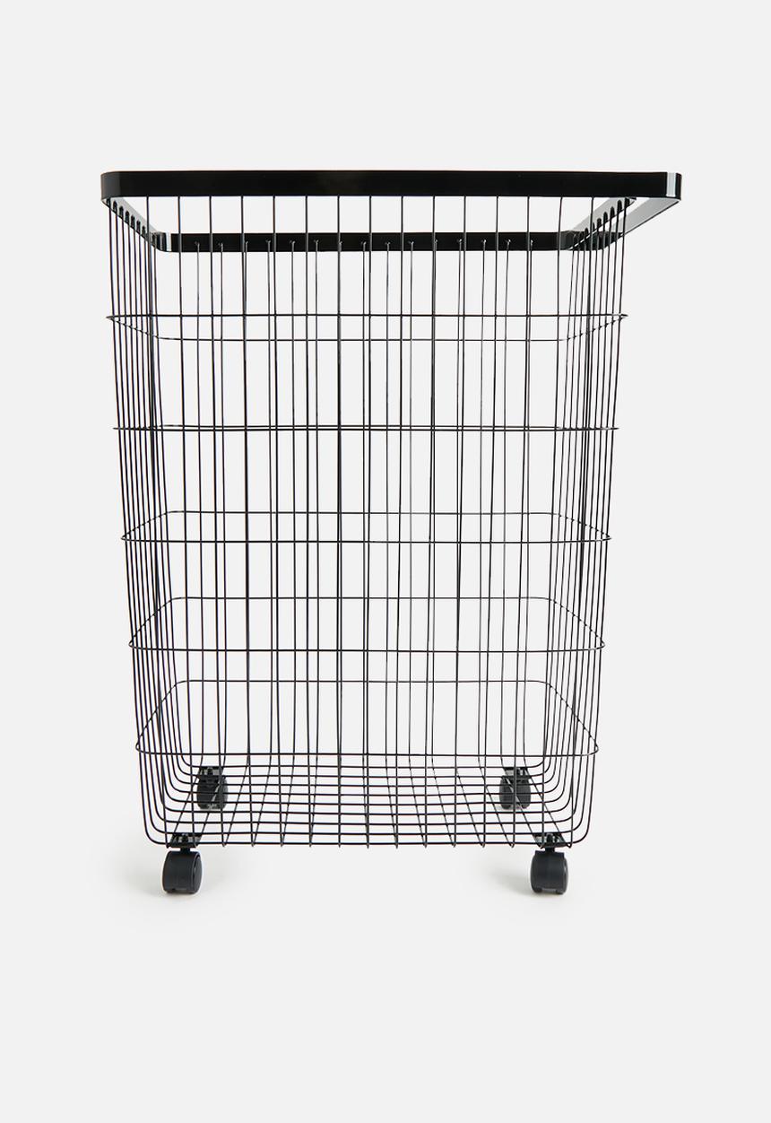 Yamazaki - Laundry basket on wheels - Black