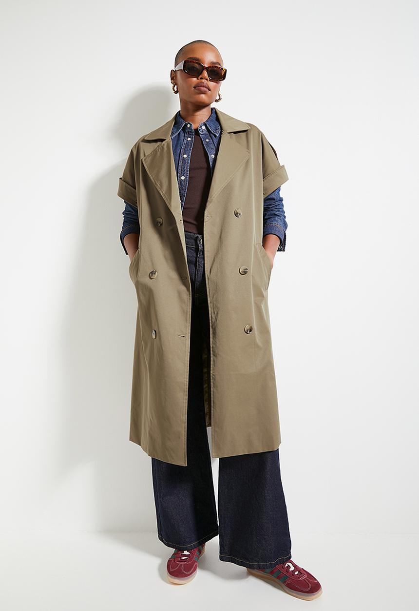 Superbalist - Grown on sleeve trench coat - camel
