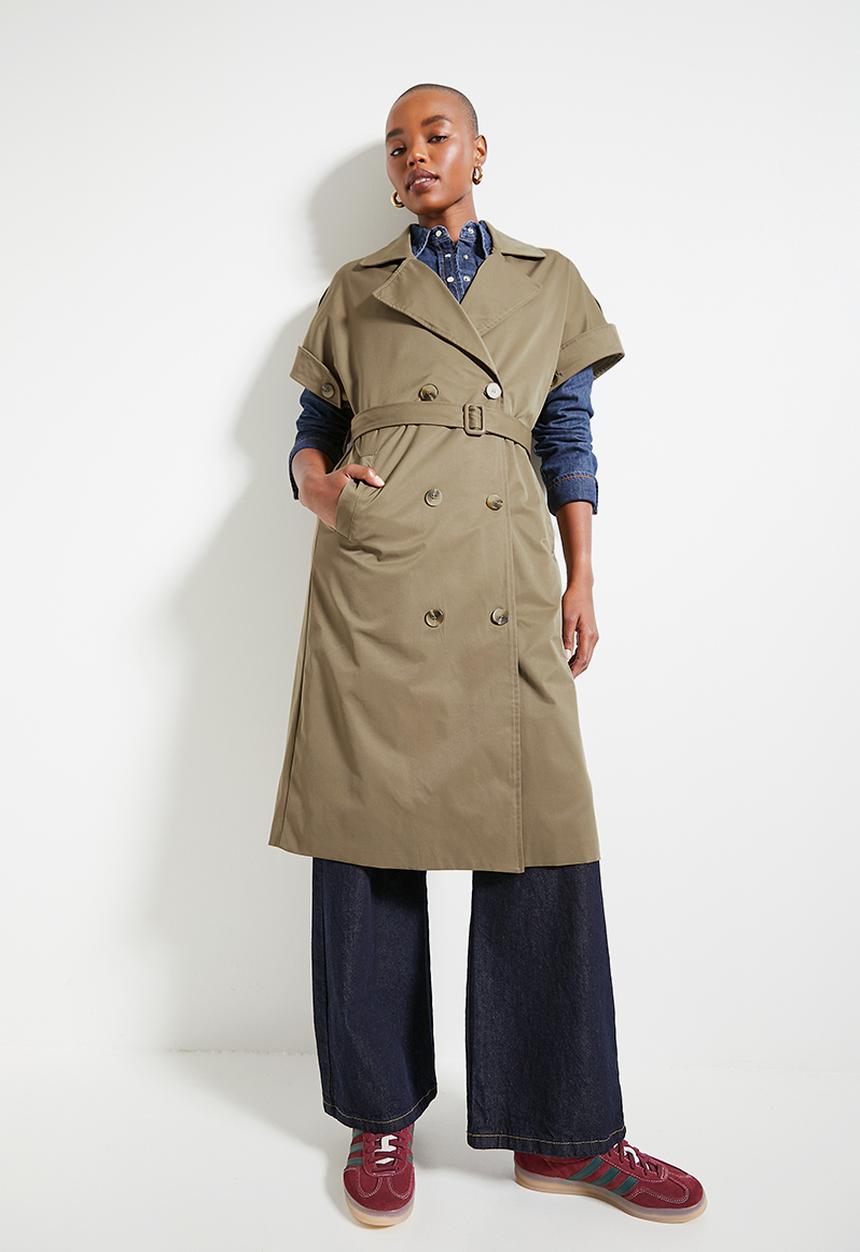 Superbalist - Grown on sleeve trench coat - camel