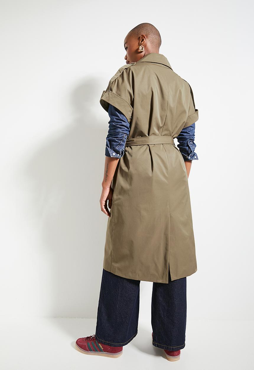 Superbalist - Grown on sleeve trench coat - camel