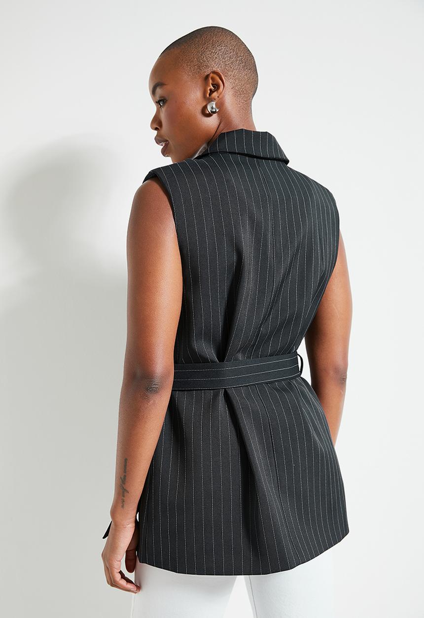 Superbalist - Co-ord sleevless belted blazer - ink pinkstripe