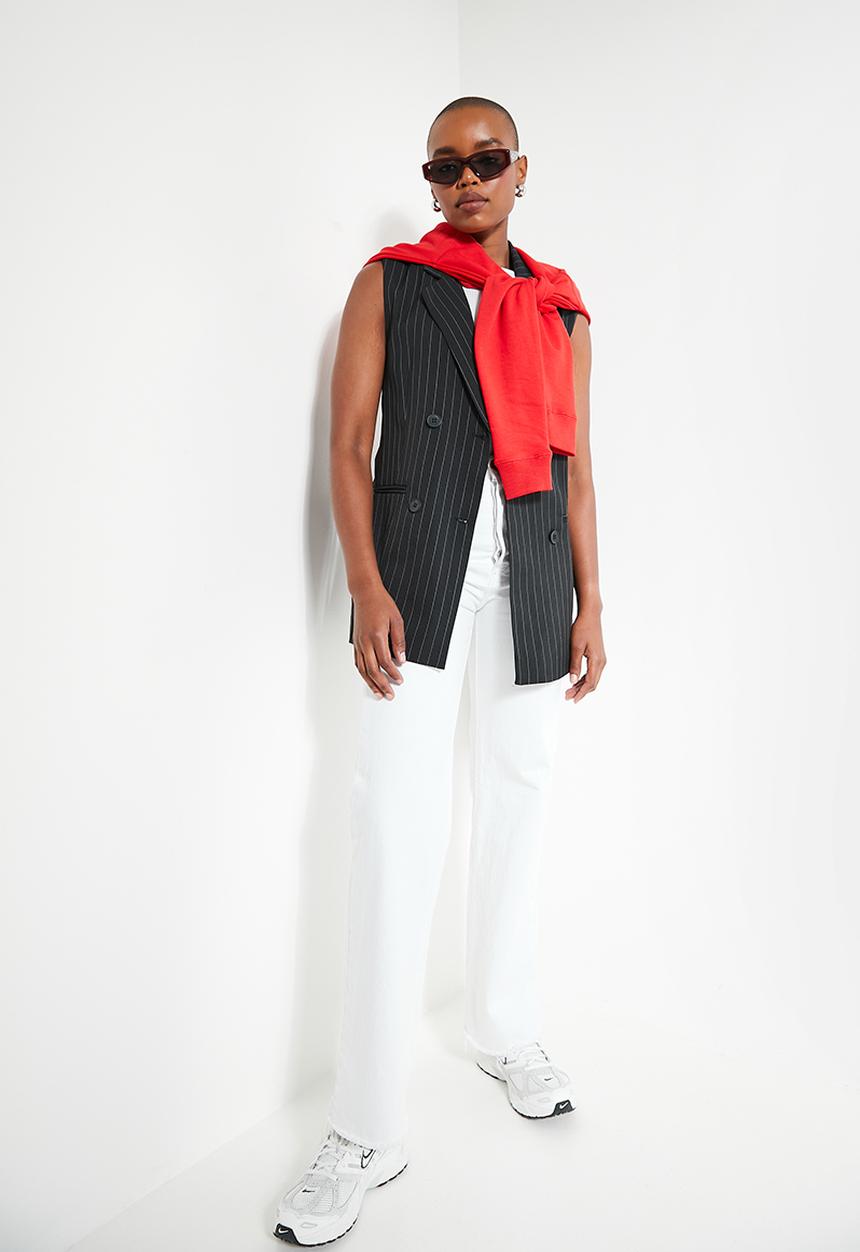 Superbalist - Co-ord sleevless belted blazer - ink pinkstripe