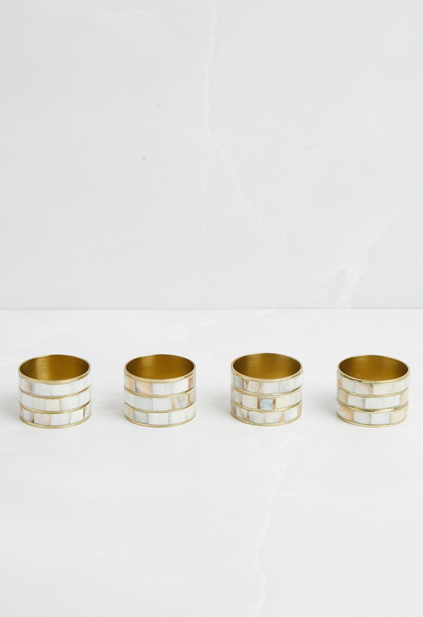 Sixth Floor - Shell inlay napkin rings set of 4 - Natural