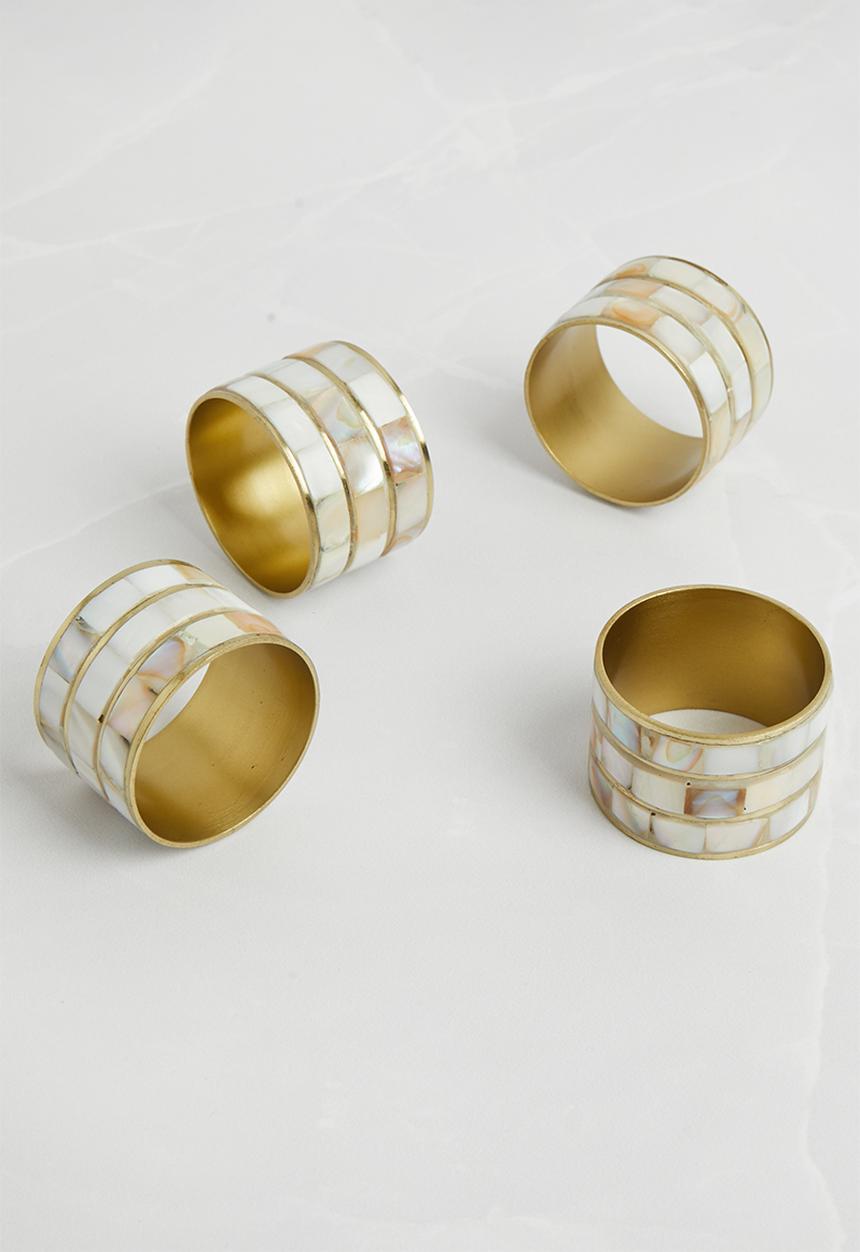 Sixth Floor - Shell inlay napkin rings set of 4 - Natural