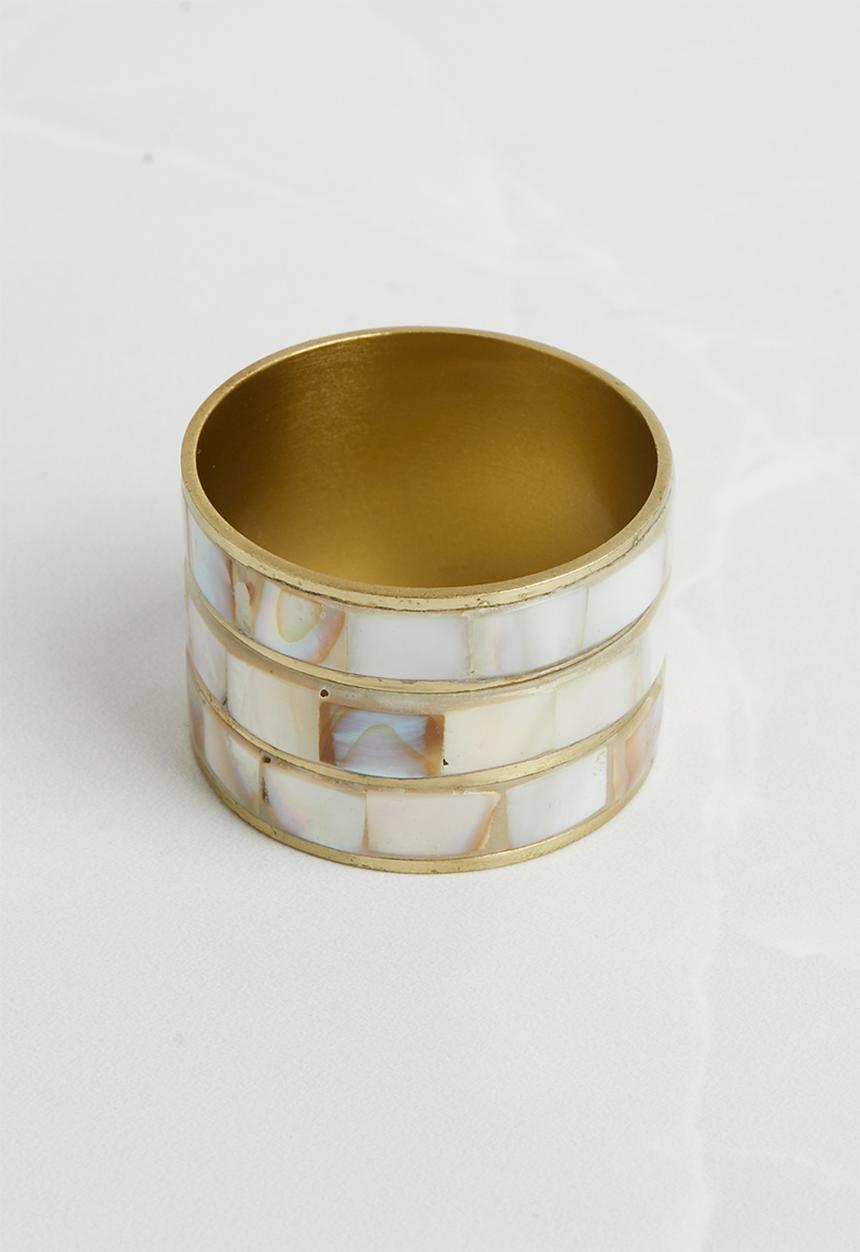 Sixth Floor - Shell inlay napkin rings set of 4 - Natural