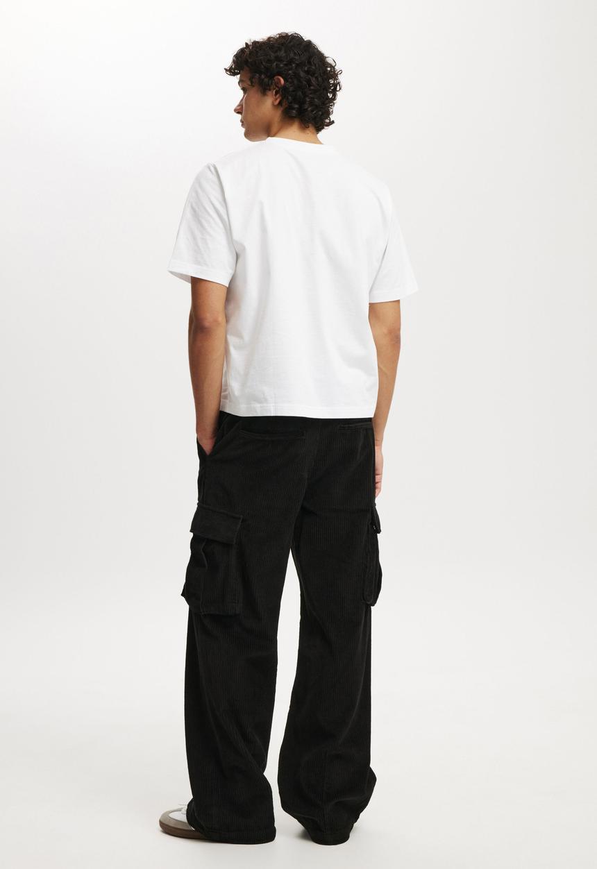 Cotton On - Baggy pleat cargo pant - black cord