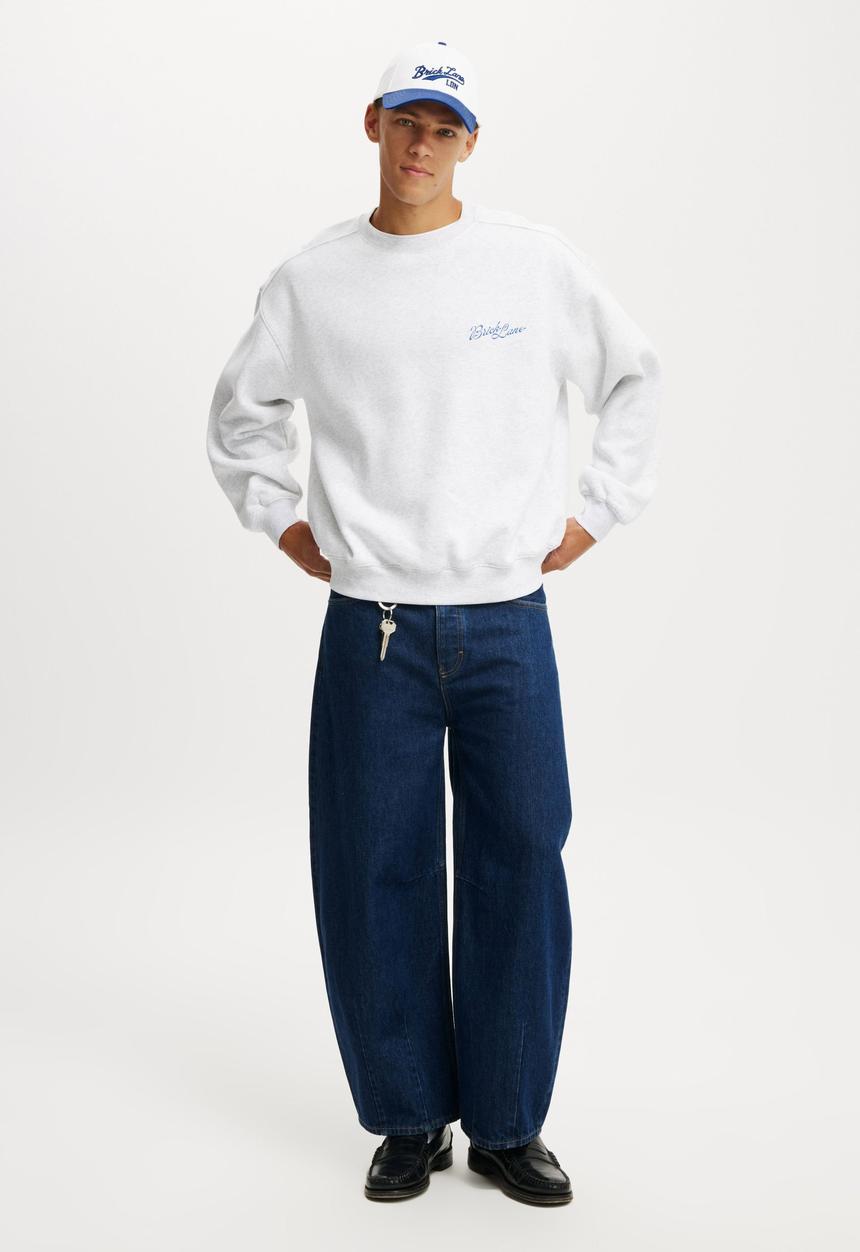 Cotton On - Box fit graphic crew sweater - athletic marle/ldn mascot