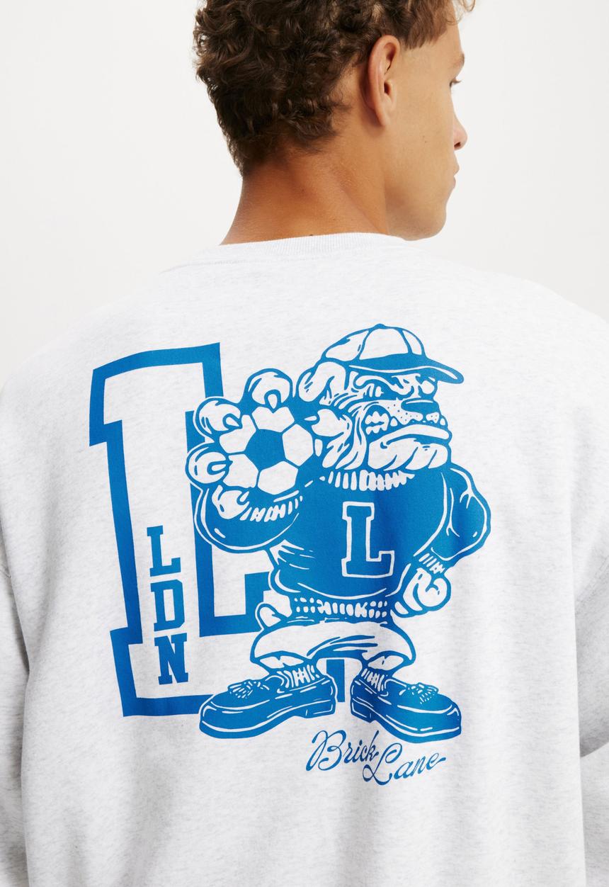 Cotton On - Box fit graphic crew sweater - athletic marle/ldn mascot