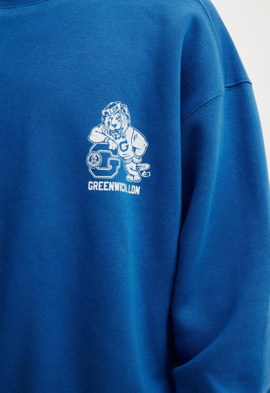 Cotton On - Box fit graphic crew sweater - carolina blue/ldn tigers