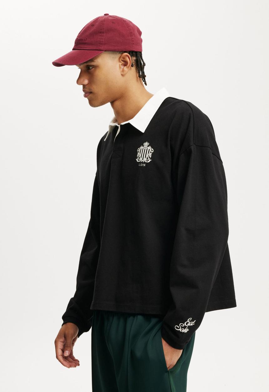 Cotton On - Box fit rugby long sleeve - black/ldn