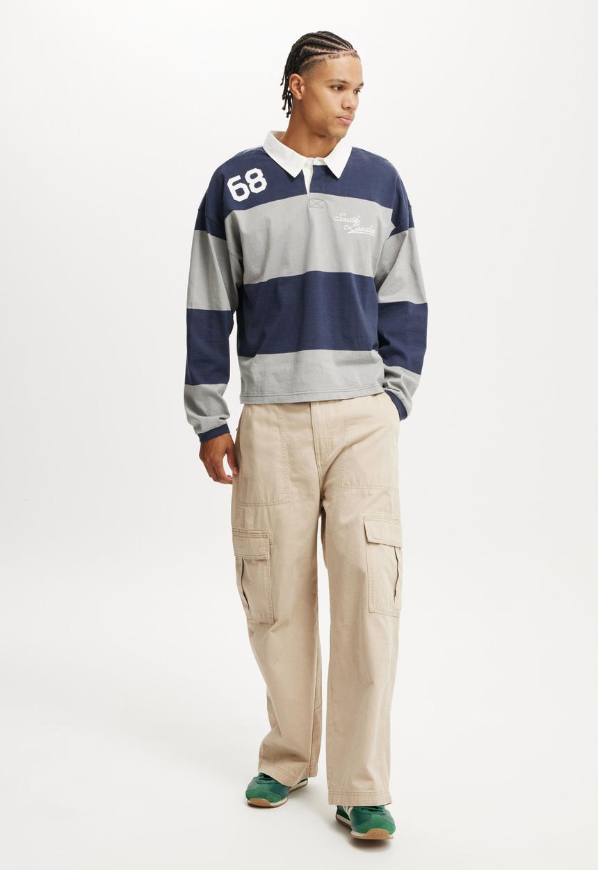 Cotton On - Box fit rugby long sleeve - navy/grey/south london