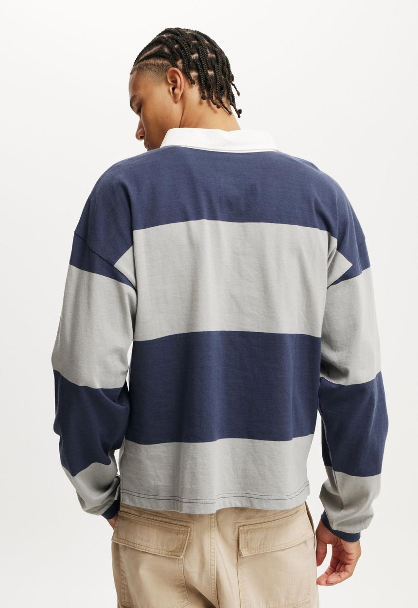 Cotton On - Box fit rugby long sleeve - navy/grey/south london