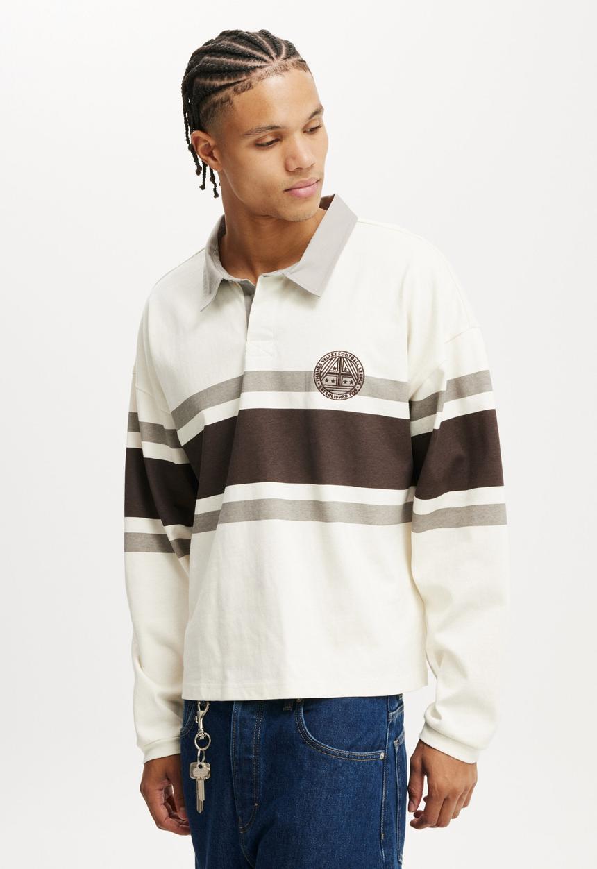 Cotton On - Box fit rugby long sleeve - white/football league