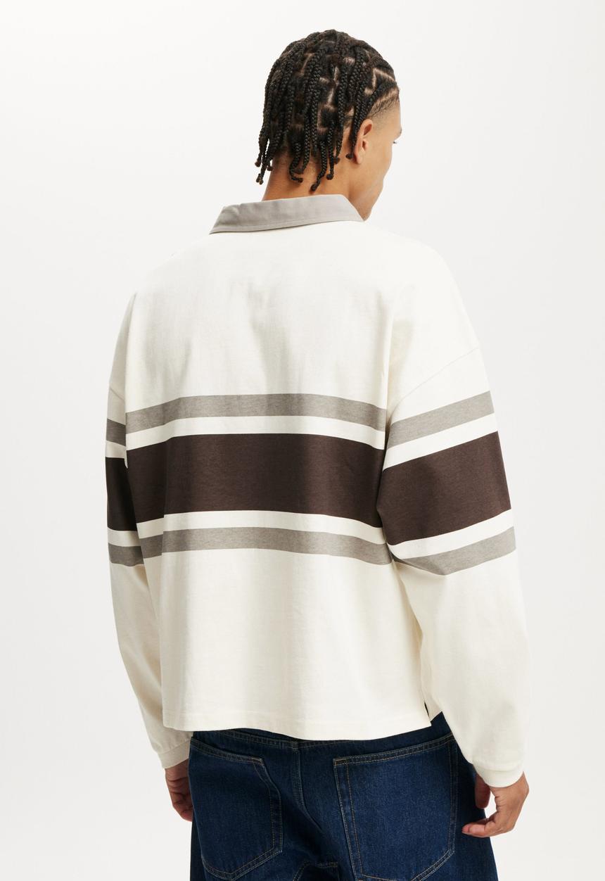 Cotton On - Box fit rugby long sleeve - white/football league
