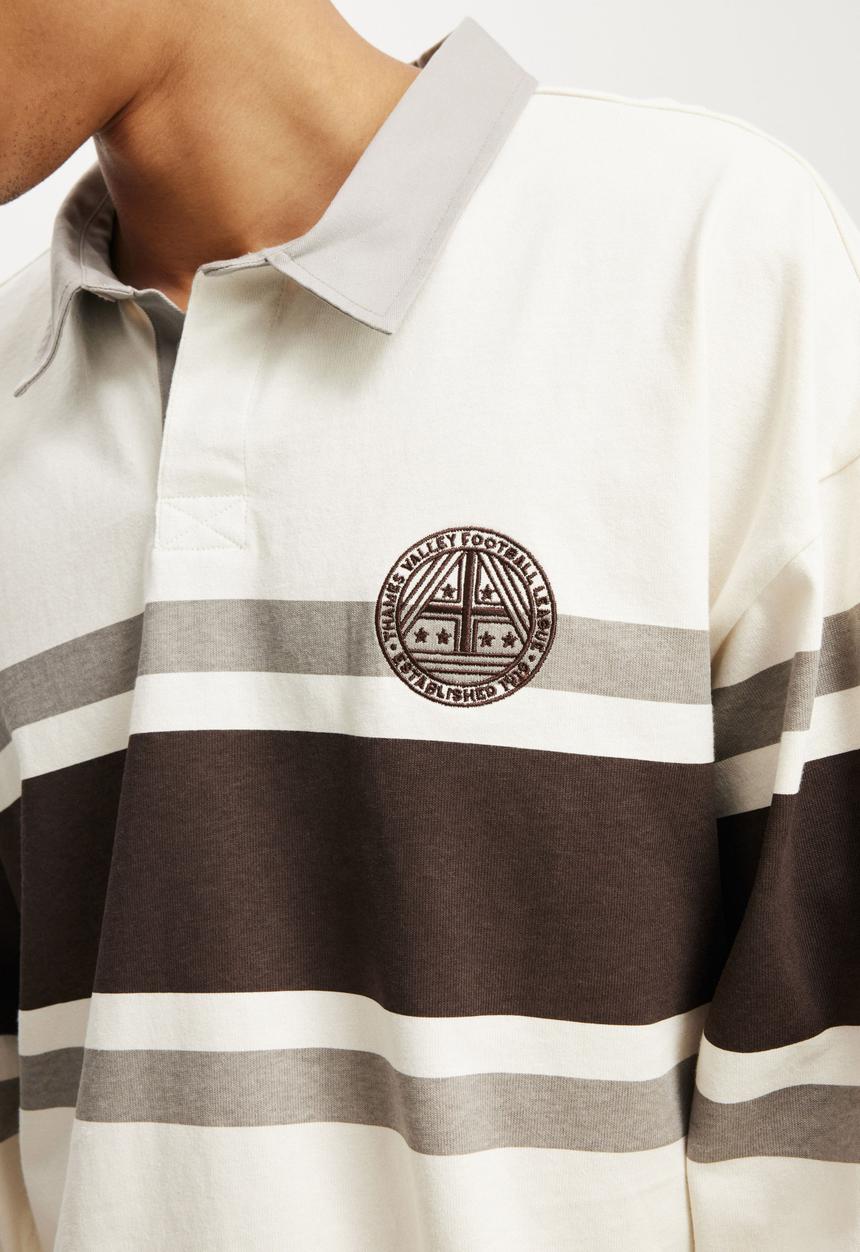 Cotton On - Box fit rugby long sleeve - white/football league