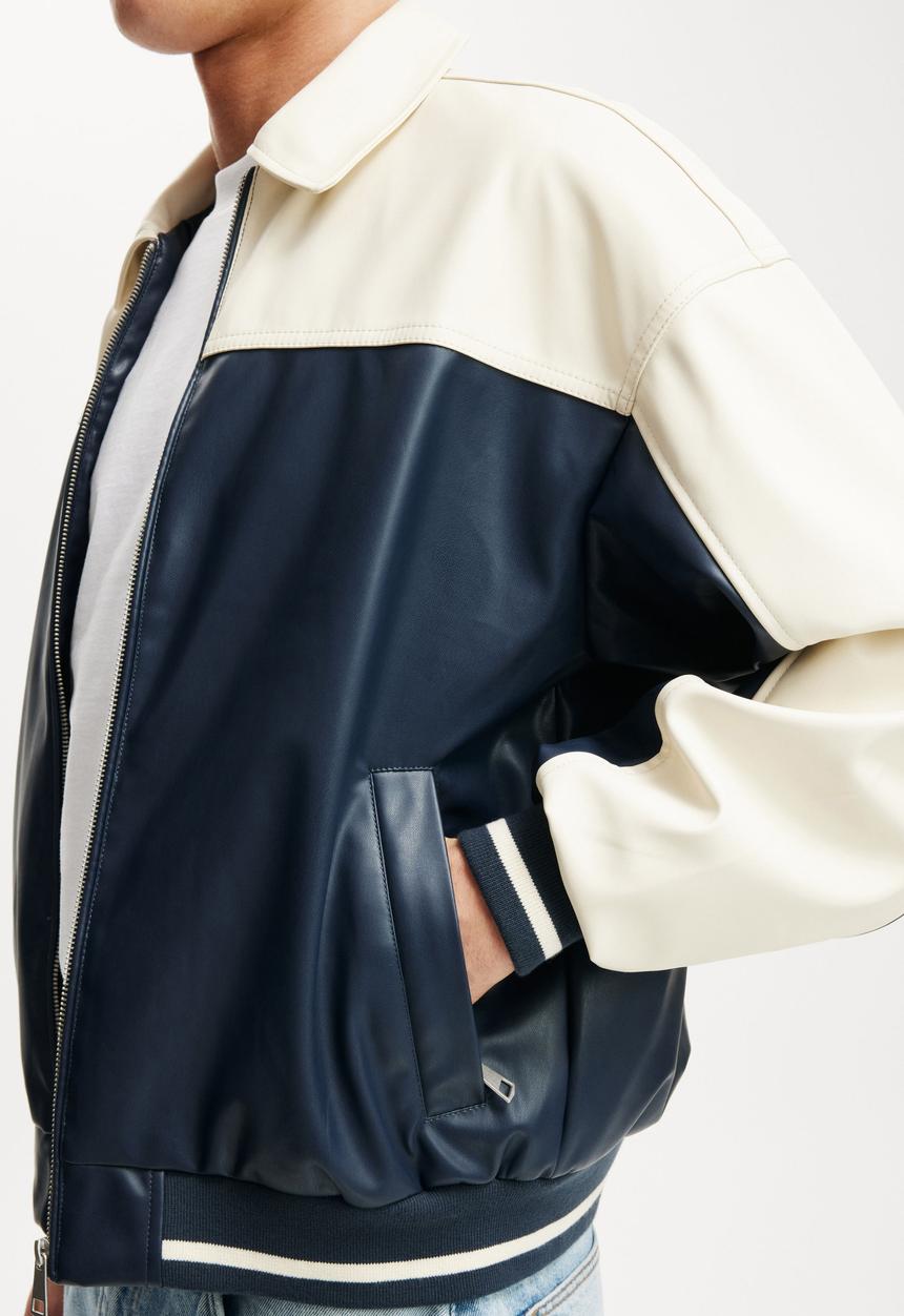 Cotton On - Faux leather western jacket - vintage navy