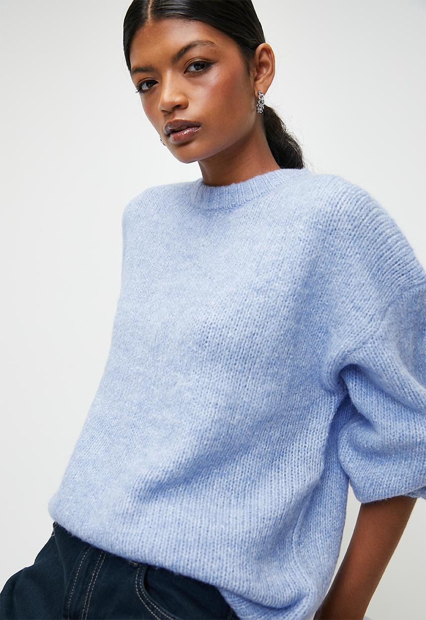 Cotton On - Luxe Crew Pullover - Dusk Blue Marle