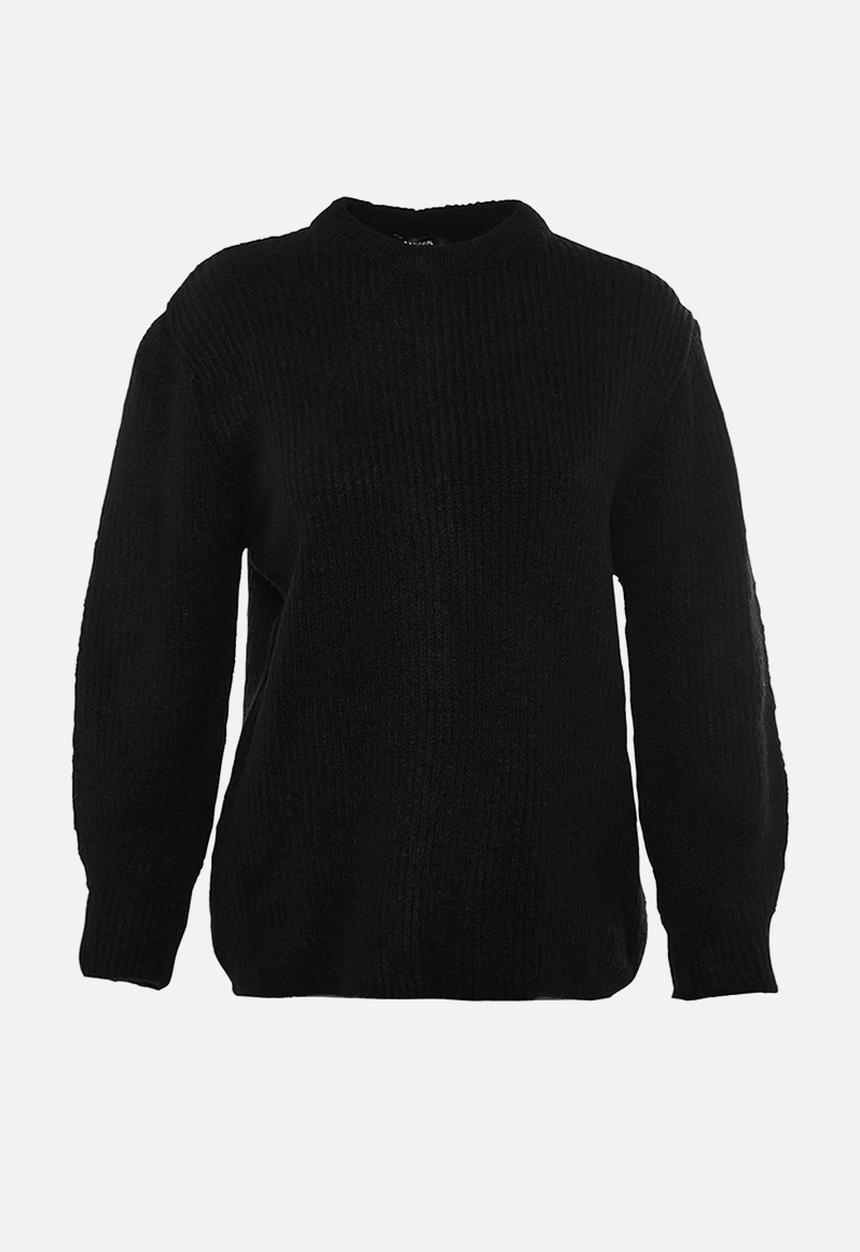 Trendyol - Soft texture wide pattern knitwear sweater - black 