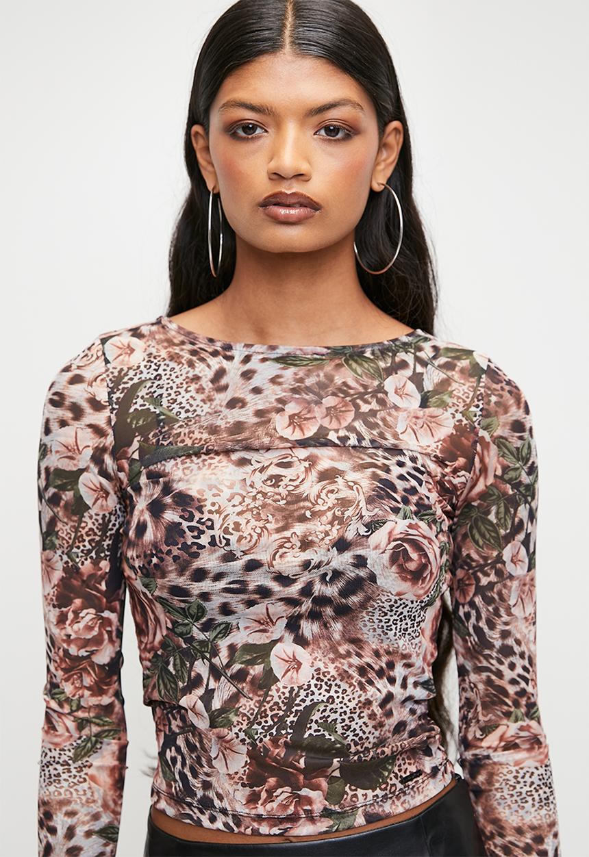 SISSY BOY - BREAK HEARTS: Mesh Long Sleeve Top - Blush Pink Multi