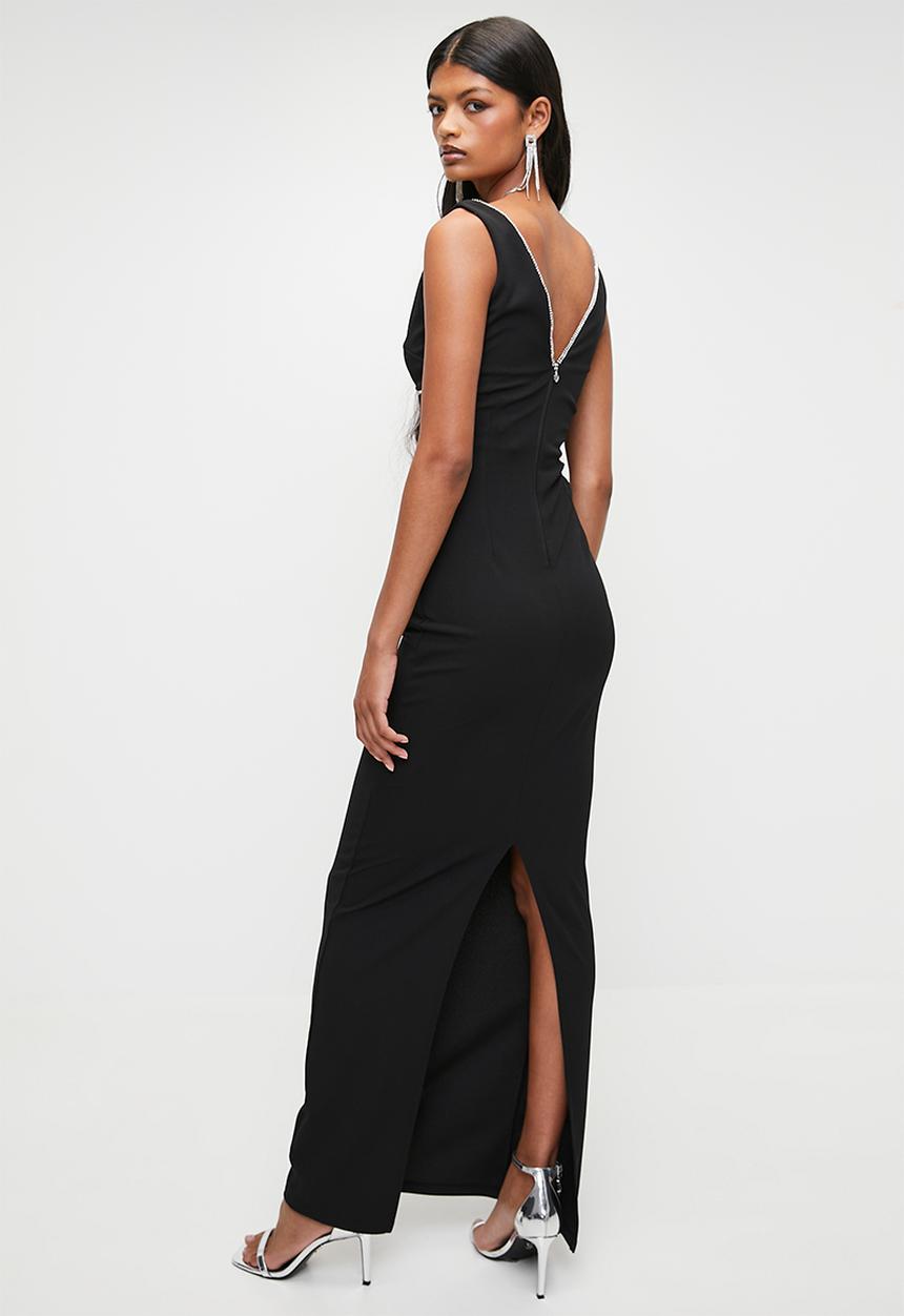 SISSY BOY - ALL ABOUT ME: V-Neck Maxi Dress With Trim - Black