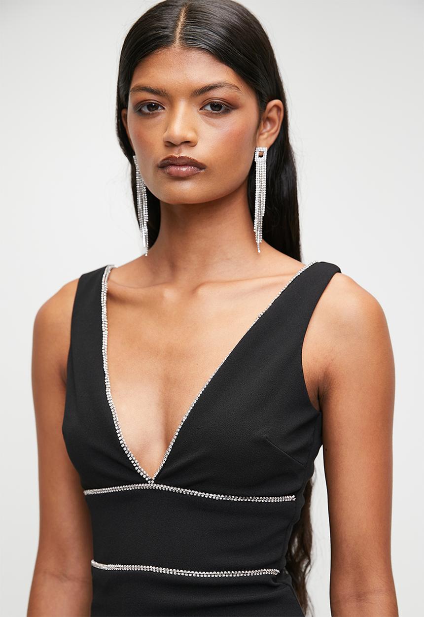 SISSY BOY - ALL ABOUT ME: V-Neck Maxi Dress With Trim - Black