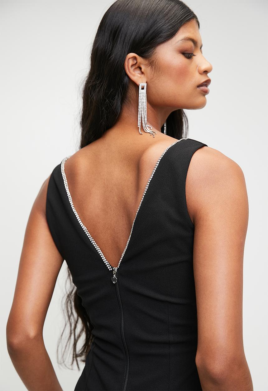 SISSY BOY - ALL ABOUT ME: V-Neck Maxi Dress With Trim - Black