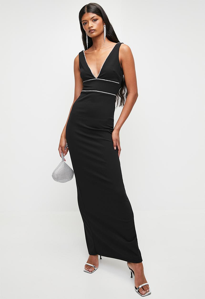 SISSY BOY - ALL ABOUT ME: V-Neck Maxi Dress With Trim - Black