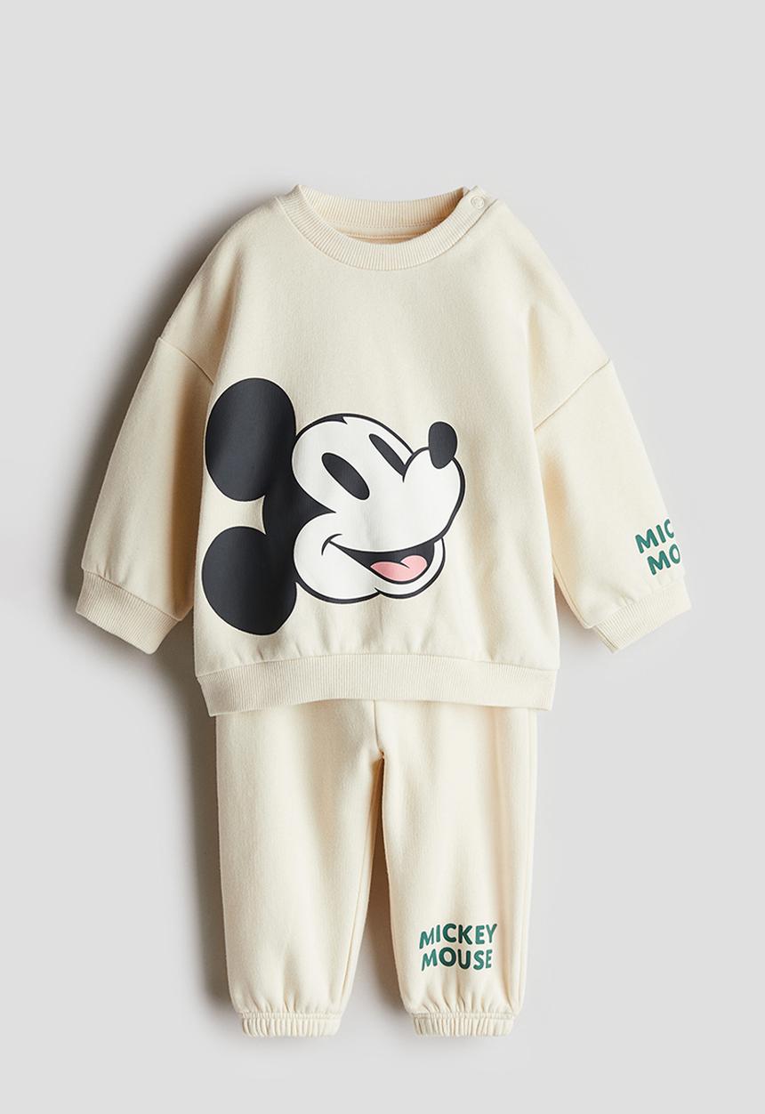 H&M - 2 Piece motif-detail set - cream/mickey mouse