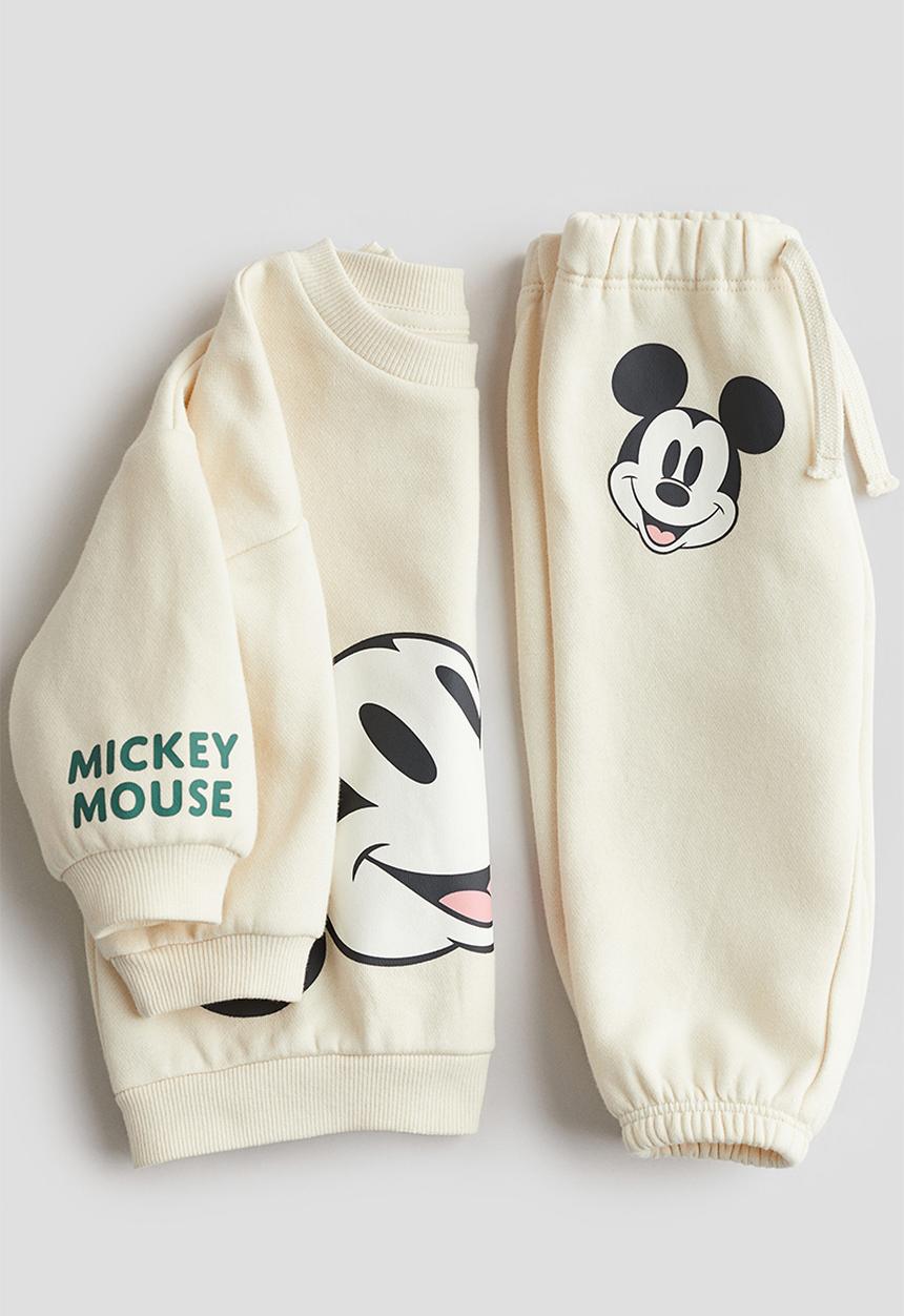 H&M - 2 Piece motif-detail set - cream/mickey mouse