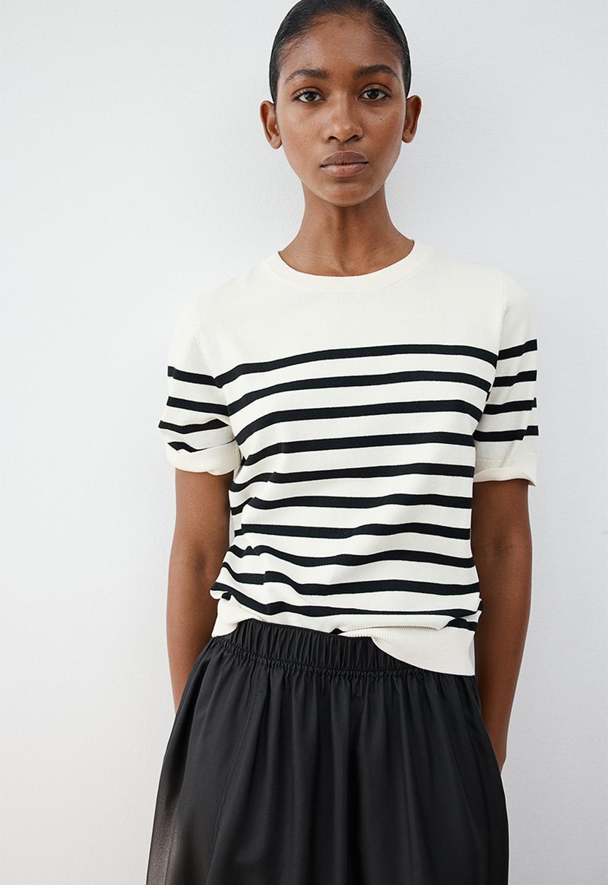 H&M - Fine-knit top - cream/striped