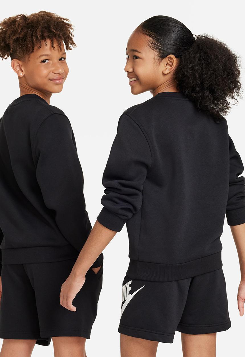 Nike - K Nsw Club Flc Crew Ls Lbr - Black/White