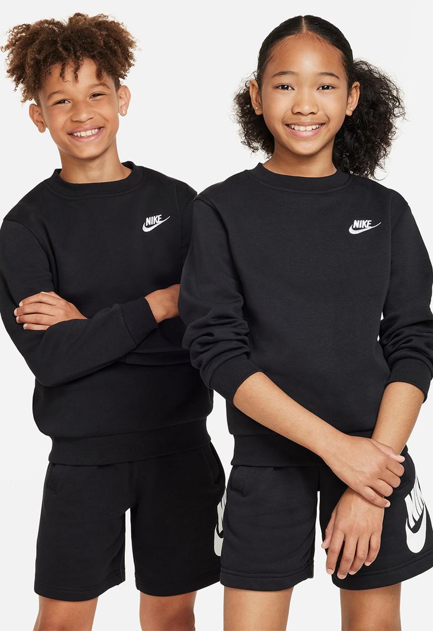 Nike - K Nsw Club Flc Crew Ls Lbr - Black/White